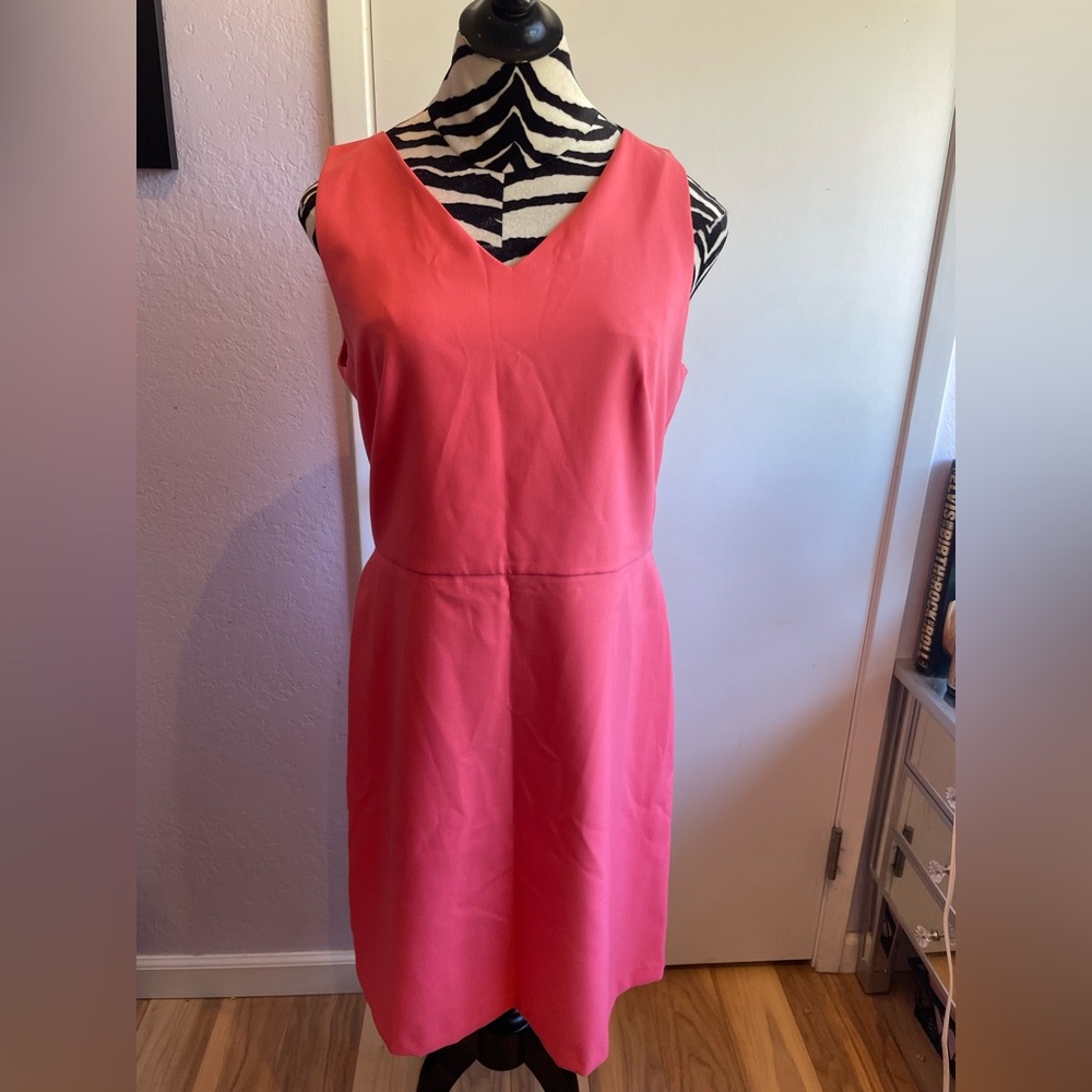 LOFT Vibrant Pink Coral Midi Dress